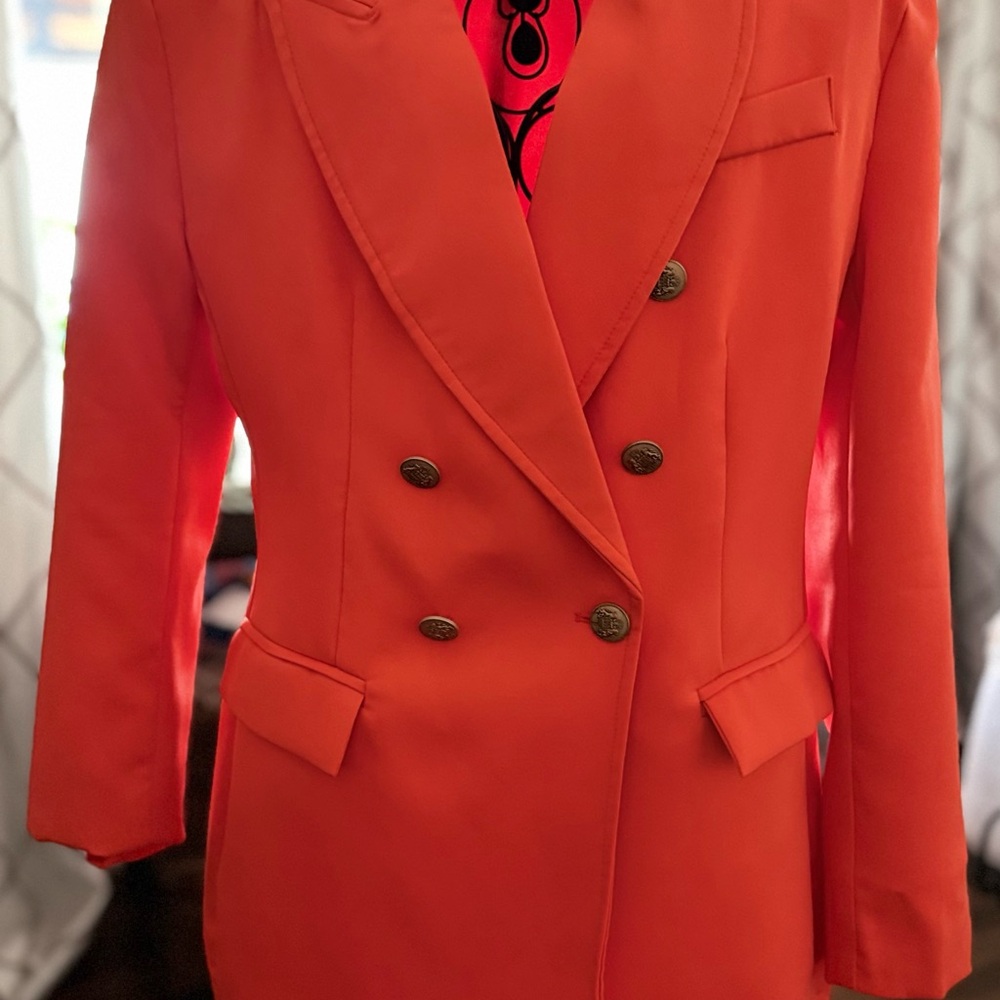 Women's Double-Breasted Orange Blazer